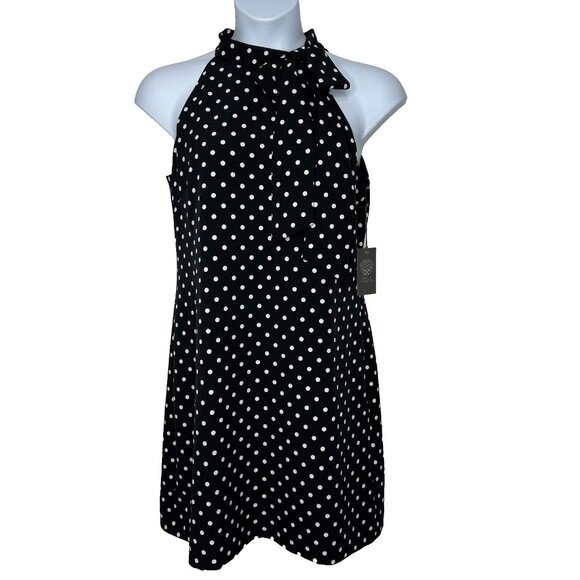 Vince Camuto Polka Dot Shift Dress Size 14 Black - Picture 1 of 14